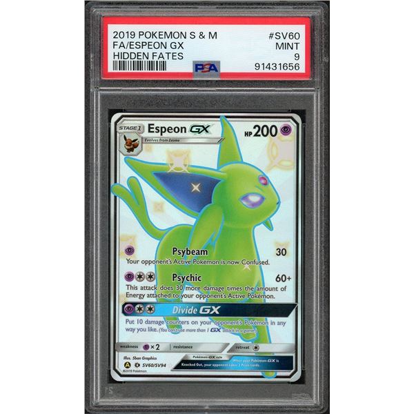 2019 Pokemon Full Art Espeon GX - Hidden Fates - PSA 19