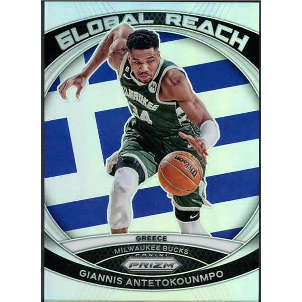 2023-24 Panini Prizm Giannis Antetokounmpo Global Reach Silver