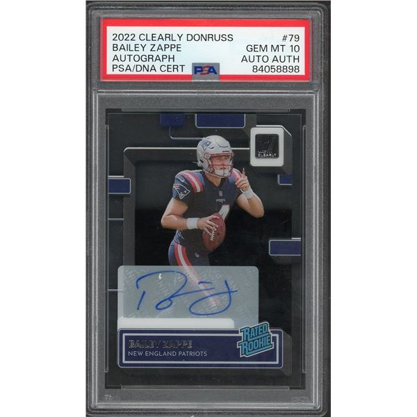 2022 Clearly Donuss Bailey Zappe Rated Rookie Autograph - PSA 10