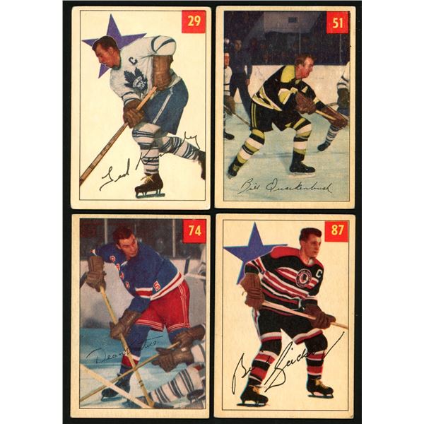 Lot of 4 x 1954-55 Parkhurst Hockey Cards (HOFers, RC)