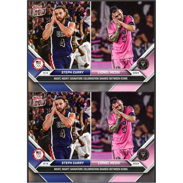 2x Topps Now Lionel Messi & Stephen Curry "Night Night" Celebration