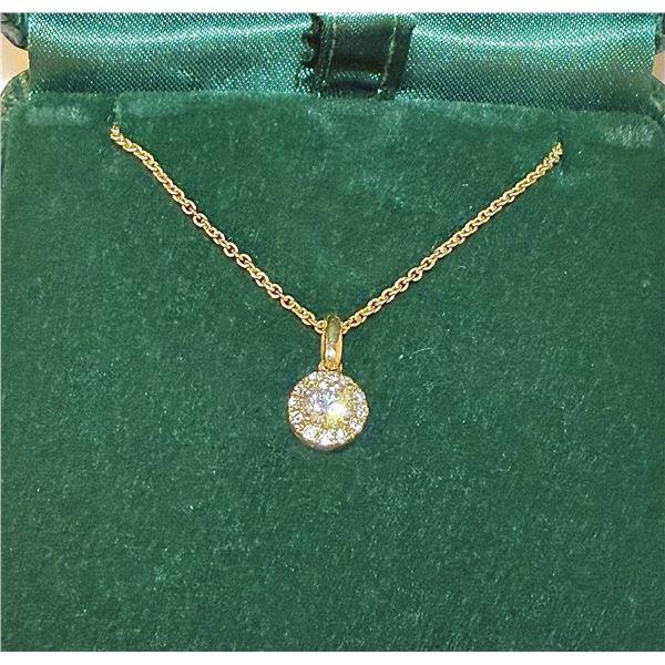 14K Yellow Gold Diamond Pendant Necklace