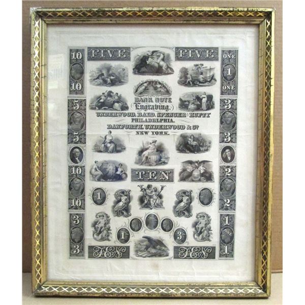 UBSH of PA and DU&Co. of NY, 1841, Framed Proof Advertising Sample Sheet.