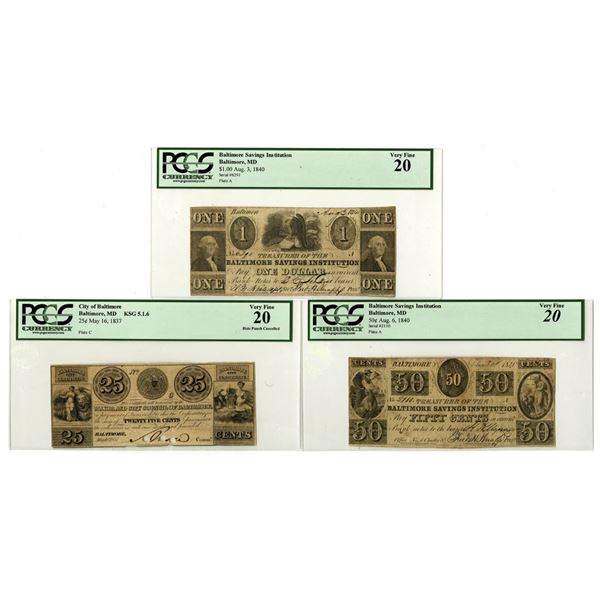 MD. Mayor and City Council of Baltimore & Baltimore Savings Institution, 1837 to 1840, Issued Bankno