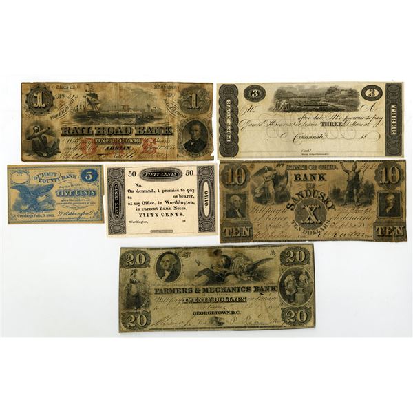 OH. Ohio, D.C., and Michigan, Obsolete Banknote Assortment, ca. 1830-60s