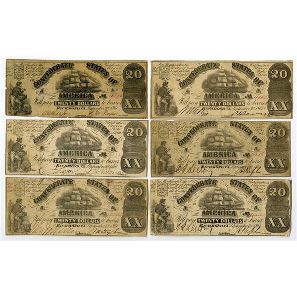VA. Confederate States of America,  $20, 1861, T-18a Issued Banknote Group