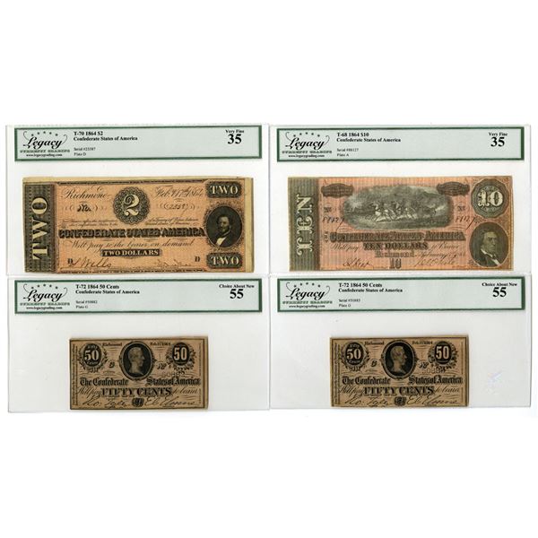 VA. Confederate States of America, February 17, 1864, Issued Banknote Quartet.
