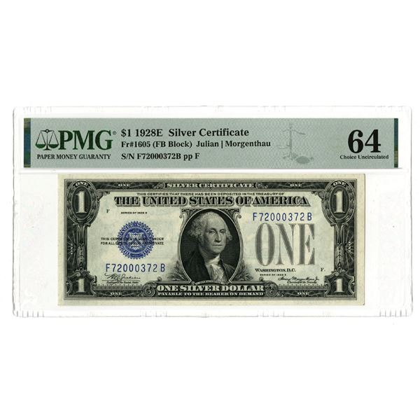 U.S. Silver Certificate, $1, Series of 1928E, Issued Banknote.