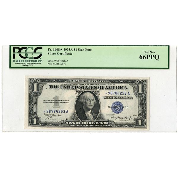 U.S. Silver Certificate, $1 Star Replacement Note, Series of 1935A, Issued Banknote.