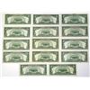 Image 2 : U.S. Silver Certificates, $5, Series of 1934 D, Fr. 1654 Issued Group of 14  Banknotes