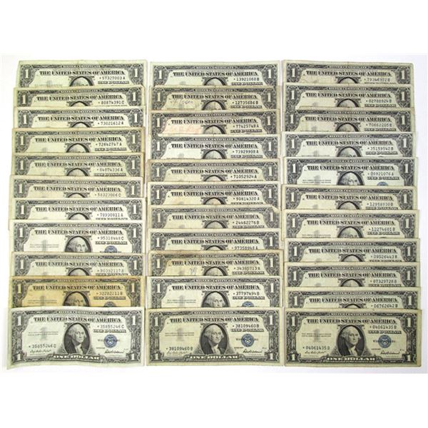 U.S. Silver Certificates, $1*, Various Series of 1957,  Issued Group of 66 Star Notes