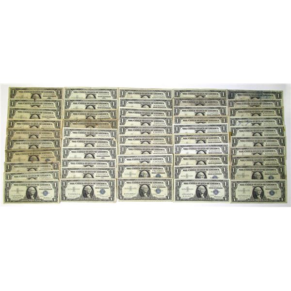 U.S. Silver Certificates, $1, Various Series of 1957,  Issued Group of 100 Banknotes