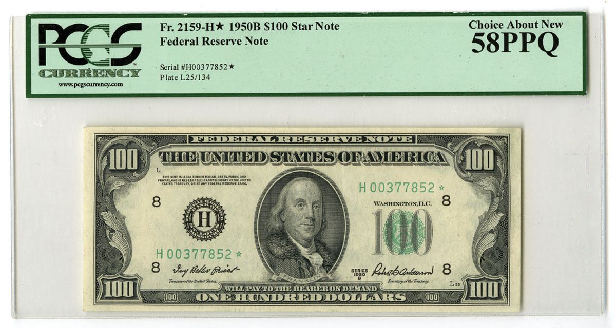 U.S. Federal Reserve Note, $100 Star Replacement Note, Fr.#2159-H ...