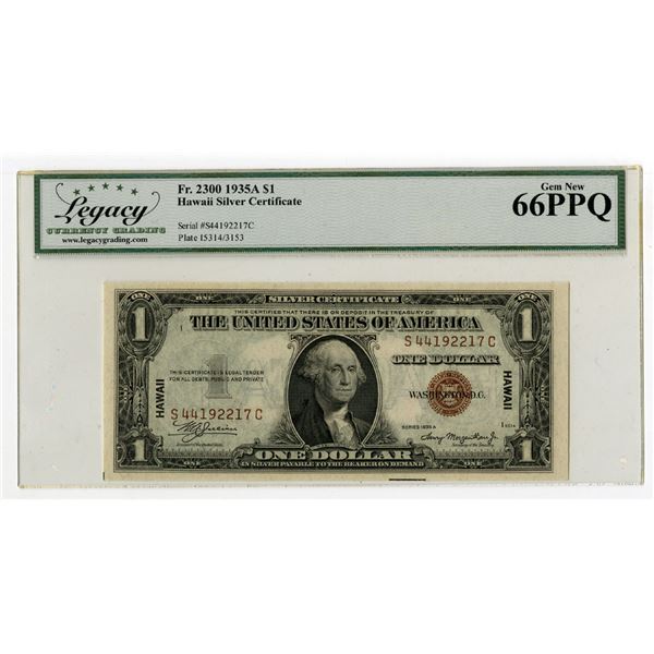 Hawaii. WWII Emergency Issue, $1, Fr.# 2300, Series of 1935A, Issued Banknote.