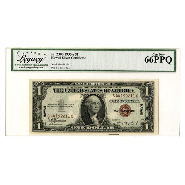 Hawaii. WWII Emergency Issue, $1, Series of 1935A, Fr.# 2300, Issued Banknote.