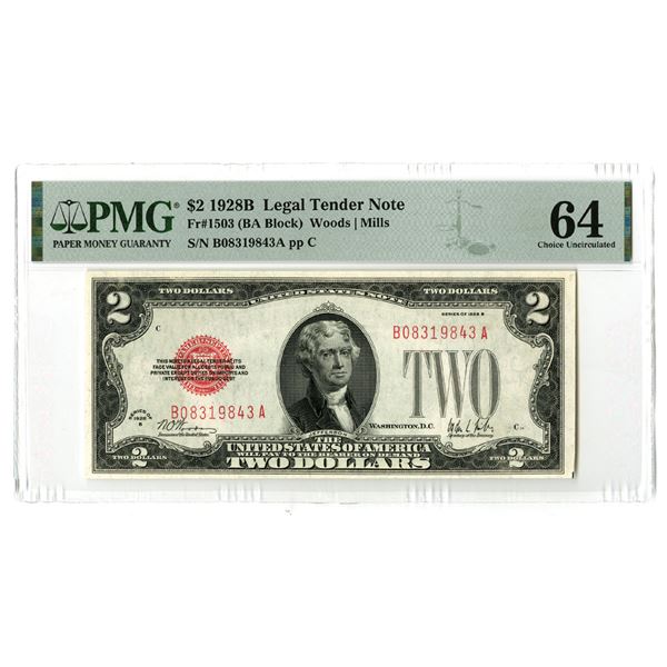 Washington D.C. Legal Tender Note, $2, Series of 1928B, Issued Banknote