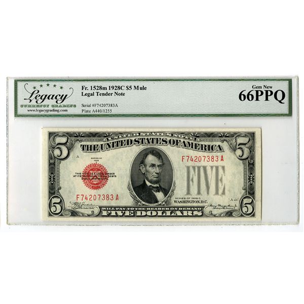 Washington D.C. Legal Tender Note, $5, Series of 1928, Issued Banknote.