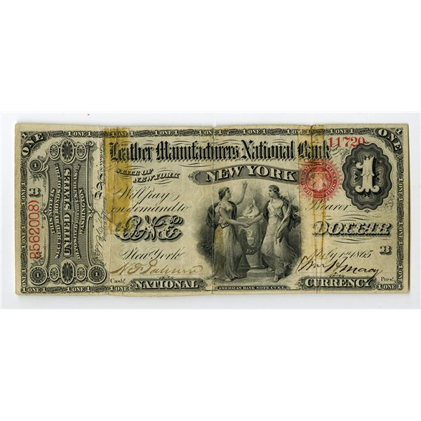 NY. Leather Manufacturers National Bank of New York, New York, Series of 1865, Ch# 11720, Issued Ban