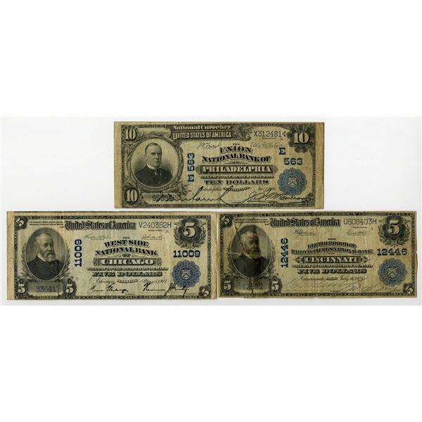 Illinois, Ohio, and Pennsylvania National Banks, Series of 1902, Issued Banknote Trio
