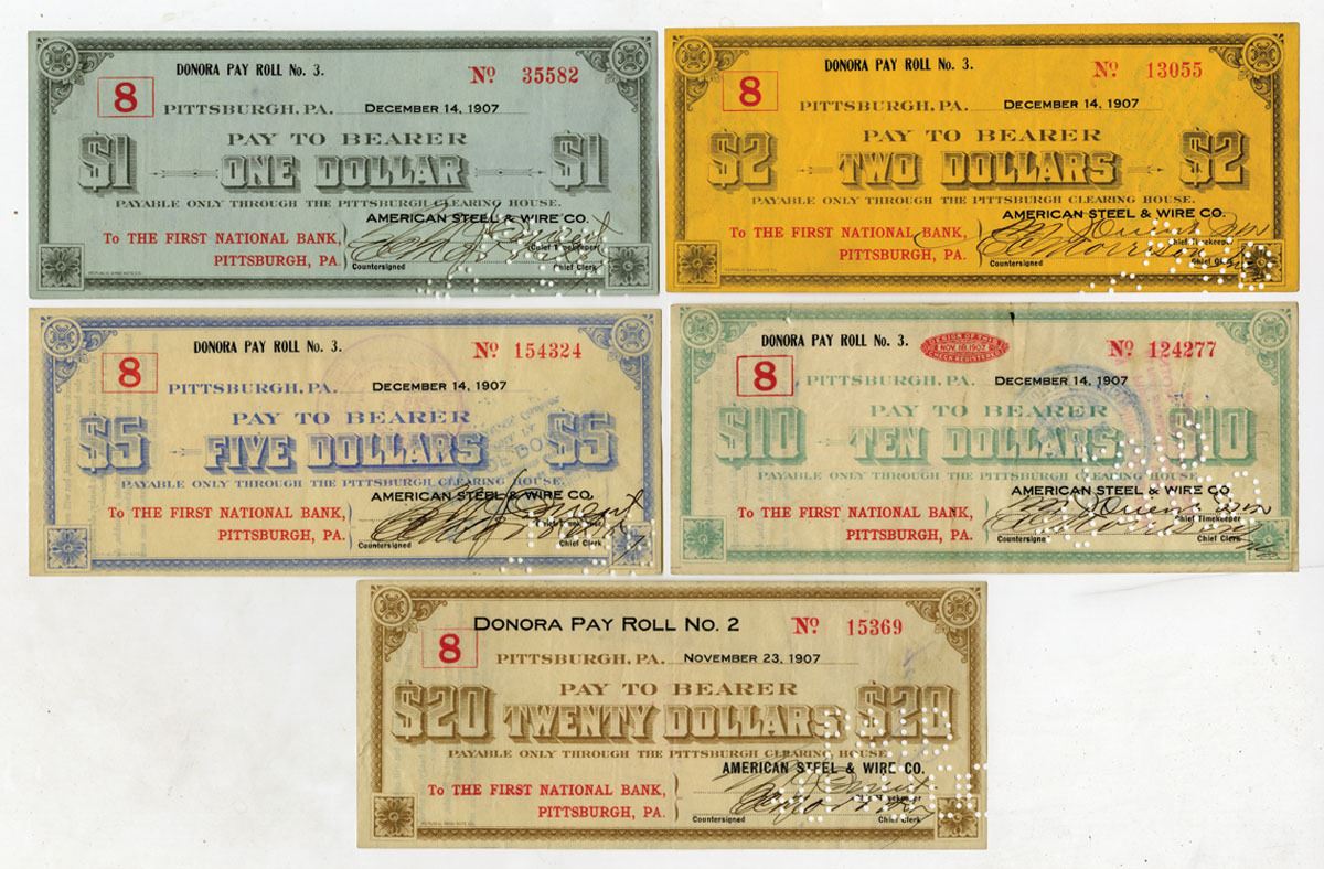 PA. Pittsburgh Clearing House, American Steel & Wire Co., 1907 Panic ...