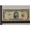 1953 US $5 STAR NOTE RED SEAL