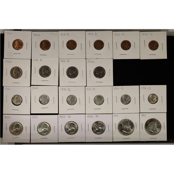1955 US MINT SET P/D/S IN FLIPS, CONSIDERED A