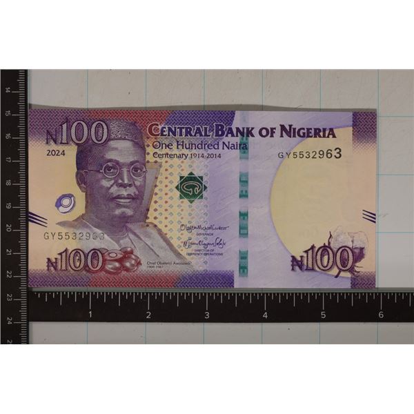 2024 BANK OF NIGERIA 100 NARIA CRISP UNC BILL
