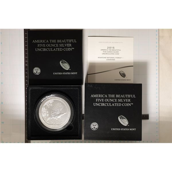5 OZ. SILVER 2015-P KISATCHIE ROUND WITH CERT IN