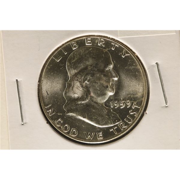 1959 SILVER FRANKLIN HALF DOLLAR BRILLIANT UNC