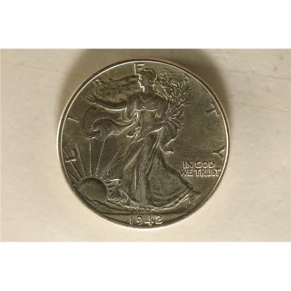 1942 SILVER WALKING LIBERTY HALF  DOLLAR BRILLIANT