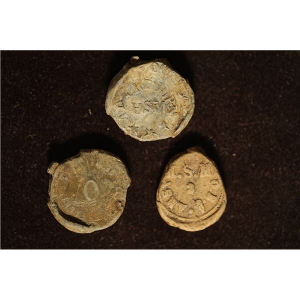 3- CLAY & LEAD MOLDED COIN SIZE SEAL IMPRESSIONS