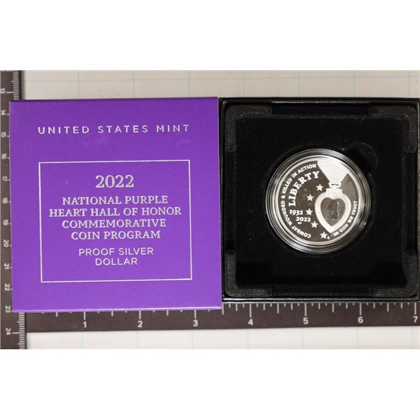 2022-W US PURPLE HEART SILVER DOLLAR PROOF