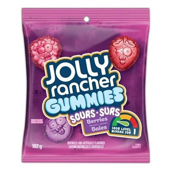 2 X 182G BAGS OF JOLLY RANCHER GUMMIES -SOUR BERRY