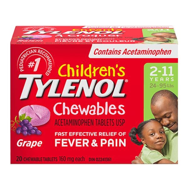 NEW 20 TABLETS CHILDRENS TYLENOL CHEWABLES