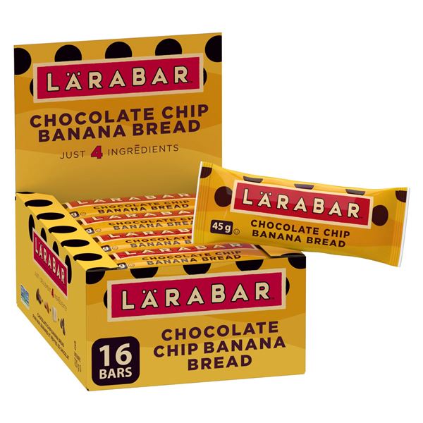 NEW 16 X 48G LARABAR CHOC CHIP BANANA BREAD BARS