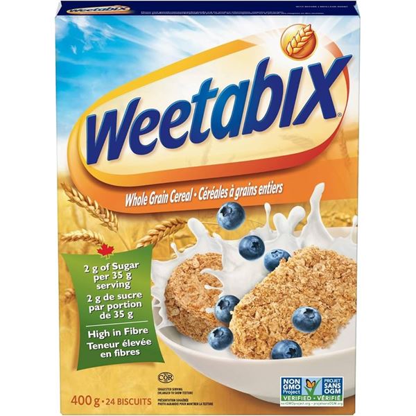 NEW 2 X 400G WEETABIX WHOLE GRAIN CEREAL