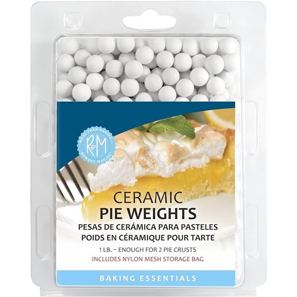 NEW 1LB CERAMIC PIE WEIGHTS NYLON MESH STORAGE BAG