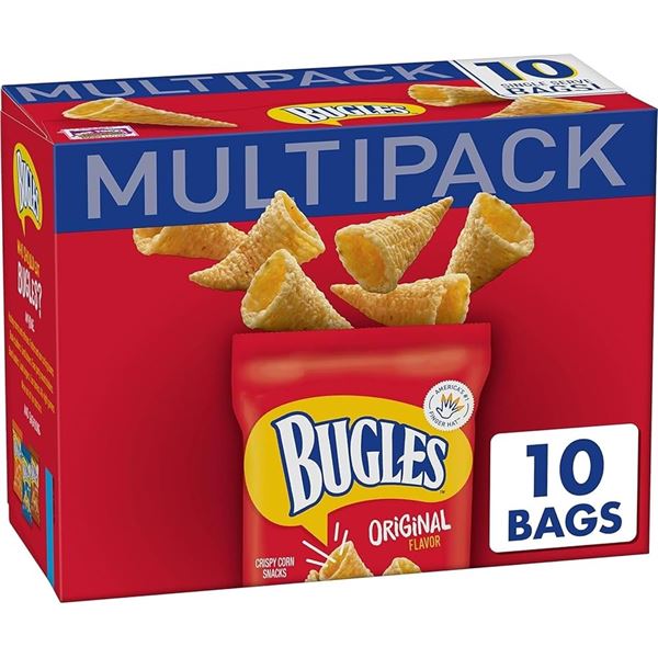 NEW WITH BOX 10 X 8.75 OZ BUGLES CRISPY CORN SNACK