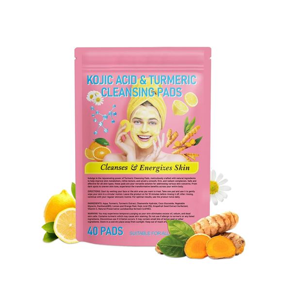 NEW 40 PADS KOJIC ACID & TURMERIC CLEANSING PADS