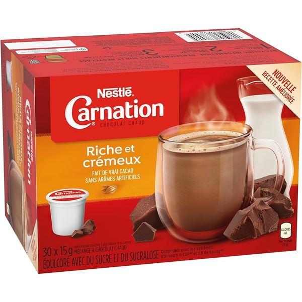 NEW 30 X 15G CARNATION RICH & CREAMY HOT CHOCOLATE