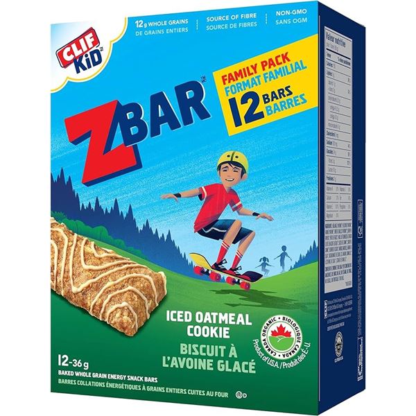 NEW 12 X 36G CLIF KID Z BAR ICED OATMEAL COOKIE