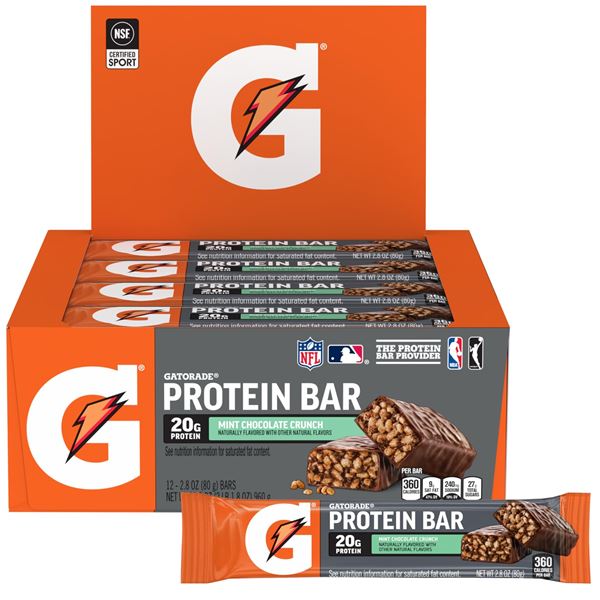 NEW 12 X 80G GATORADE PROTEIN BAR MINT CHOCOLATE