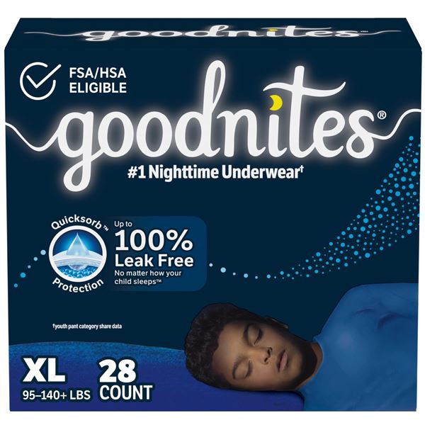 NEW 28 XL GOODNITES BEDWETTING UNDERWEAR