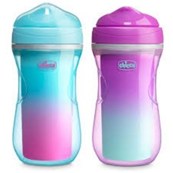 NEW 2 X 260ML CHICCO RIM-SPOUT TRAINER