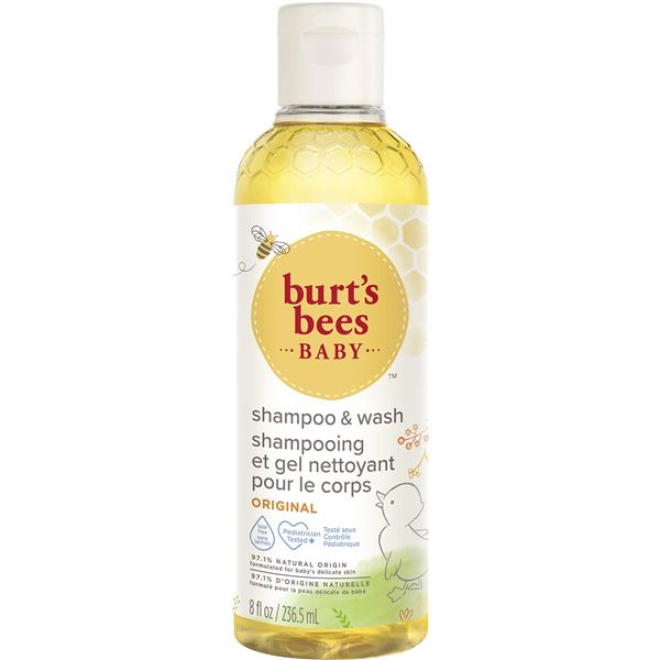 NEW 2 X 236.5ML BURT BEES BABY SHAMPOO & WASH