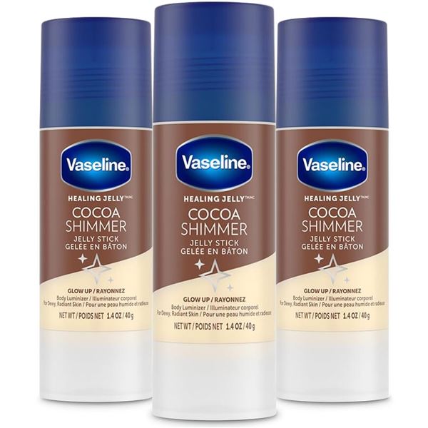 NEW 3 X 40G VASELINE COCOA SHIMMER JELLY STICK