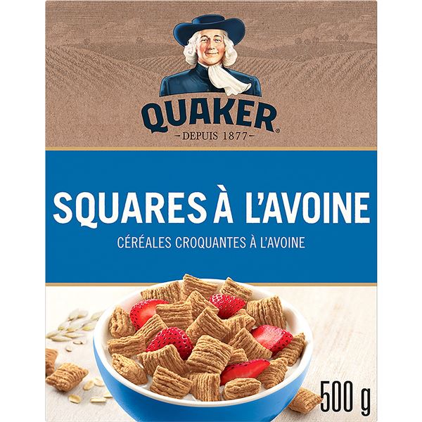 NEW 3 X 500G QUAKER OATMEAL SQUARES CRUNCHY CEREAL