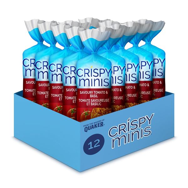 NEW 12 X 100G CRISPY MINIS BROWN RICE CHIPS TOMATO