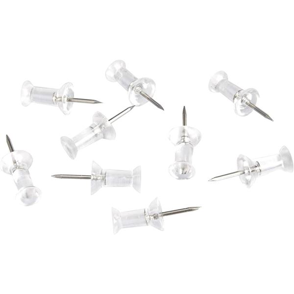 NEW 100 AMAZON BASICS PUSH PINS CLEAR PLASTIC HEAD