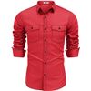 Image 1 : NEW COOFANDY MENS COTTON DRESS SHIRT RED MEDIUM